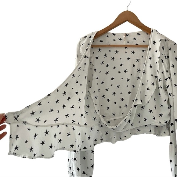 Free People Star Printed Wrap Top Small - Picture 5 of 8